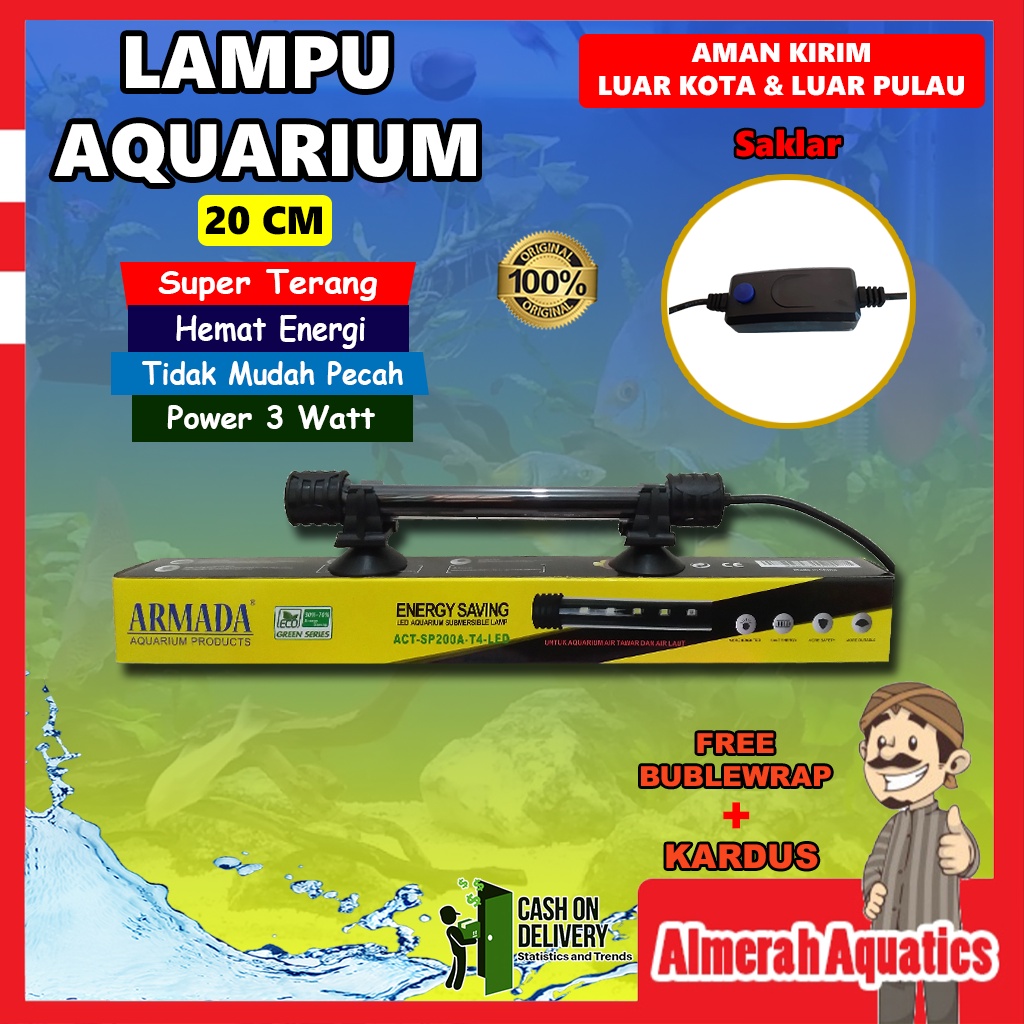 Lampu Aquarium Aquascape Celup LED  20 CM SAKLAR ON/OFF