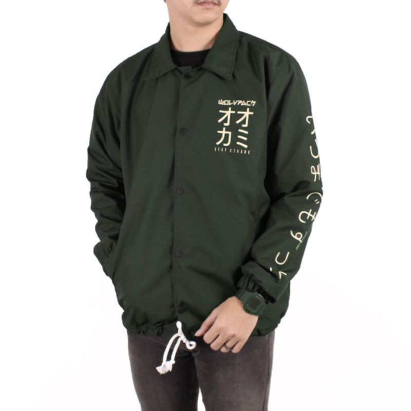 Jaket Coach Wolv Tulisan Jepang - Jacket Windbreakers wolv pria - Jaket streetwear