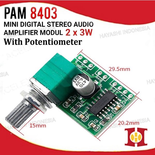 Kit Amplifier PAM8403 AU-03 Mini Stereo Audio 2x3W 5V 2Ch 3W Potentio