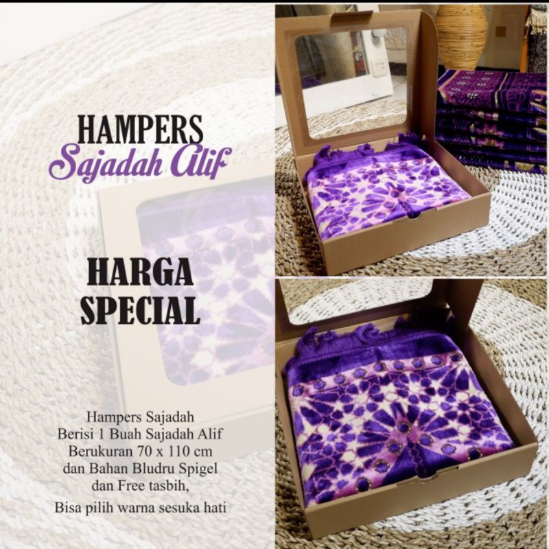 HAMPERS SAJADAH TURKY free tasbih/sajadah alif bludru uk 70x110cm free boxs