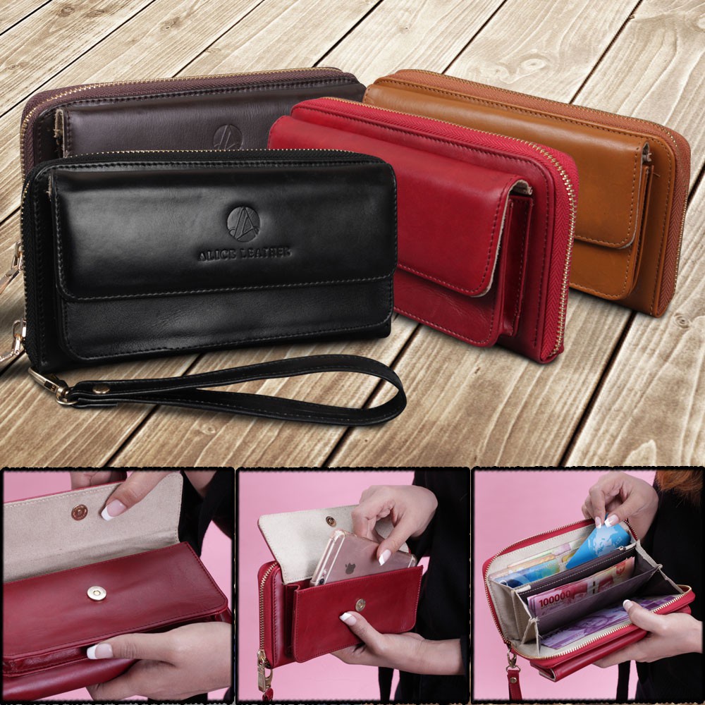 Dompet Wanita Bahan Kulit Sapi Asli PREMIUM/Dompet Cewek Panjang KODE AD04