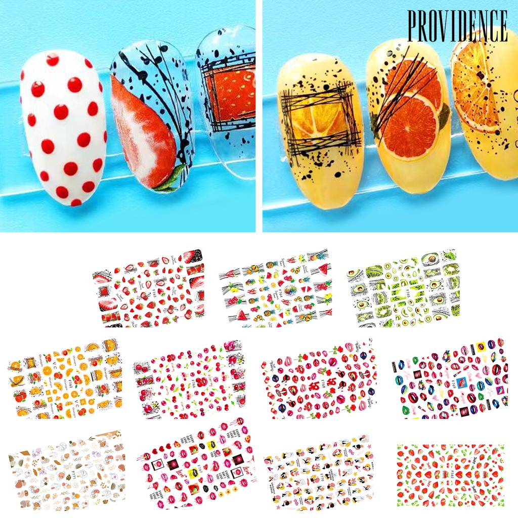 Providence 11Pcs/Set 3D Nail Fruit Sticker Multiple Shapes Various Patterns Ultra Thin Fruit Sticker Strawberry DIY Water Transfer Decal for Summer