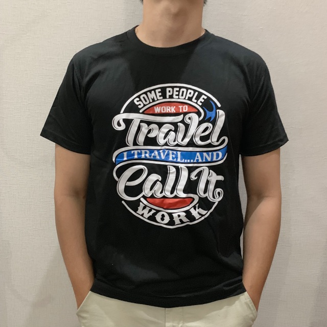 Kaos cowok tumblr tee / pakaian cowok oblong cotton cowok work to travel murah meriah