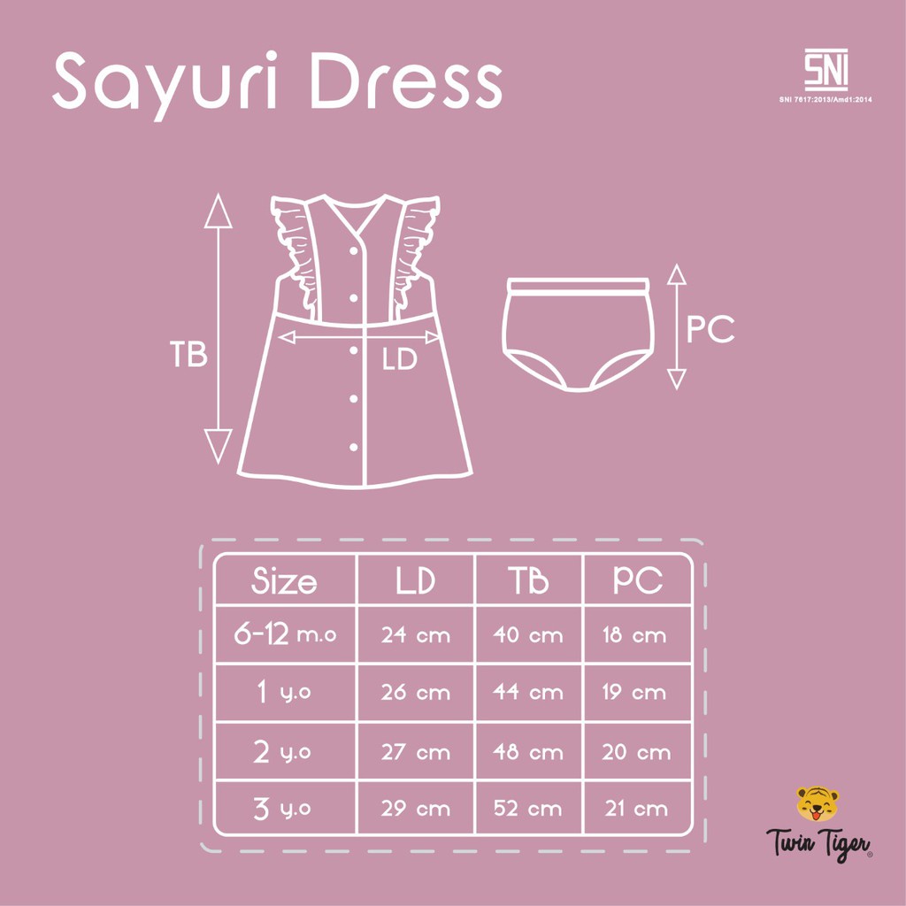 Twin Tiger Baby Sayuri Dress Plus Celana Baju Set Anak 6 - 36 Bulan