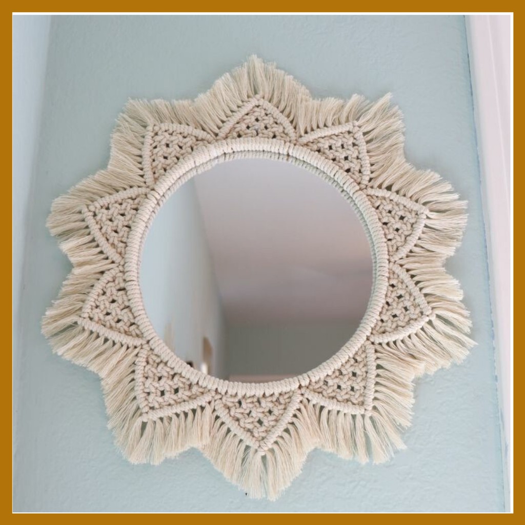 MINIMALY Cermin Bulat Dinding diameter 35&40cm  Cermin Aesthetic Cermin Gantung Cermin Macrame-2