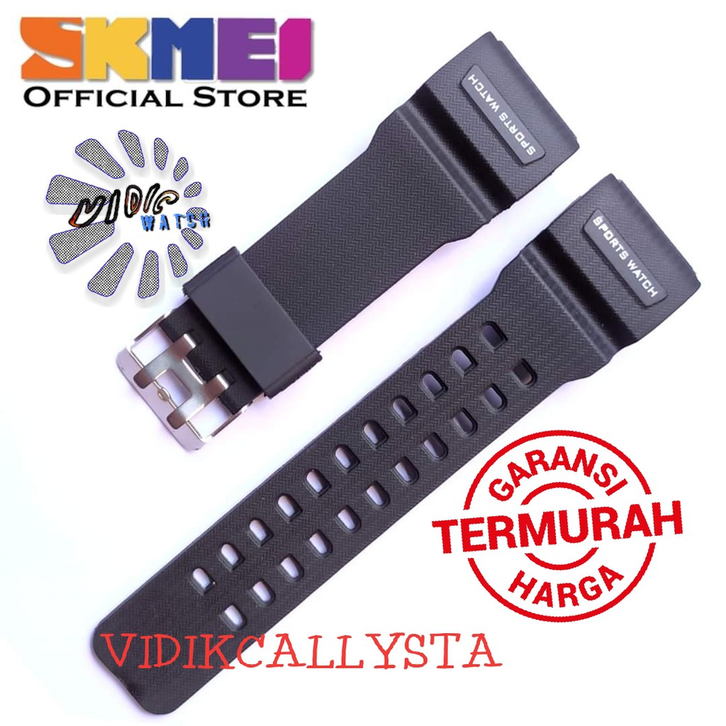 Strap tali jam tangan Skmei 1358 SKMEI 1358 Hitam list Putih