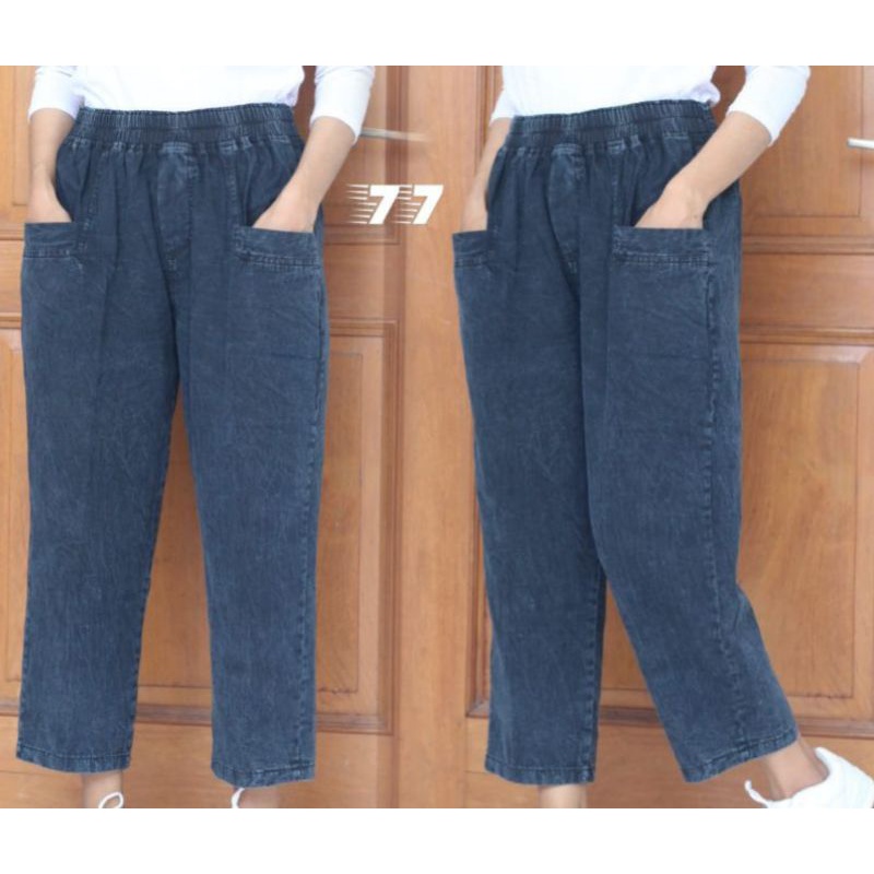 BAMBEE pants_Jeans Jumbo baggy jeans wanita_ celana jeans 7/9