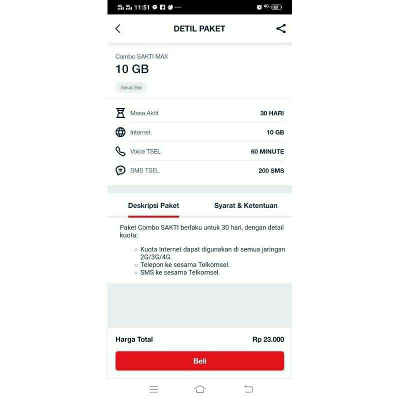 Kartu Perdana Paket Data Combo Sakti 4GB 10ribu 10gb 25ribu Termurah grosir dan ecer