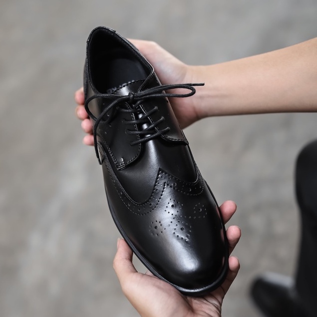 Wingtip Black | Sepatu Pantofel Formal Casual Kasual Kerja Kuliah Pria Cowok Kantor | FORIND x Worka