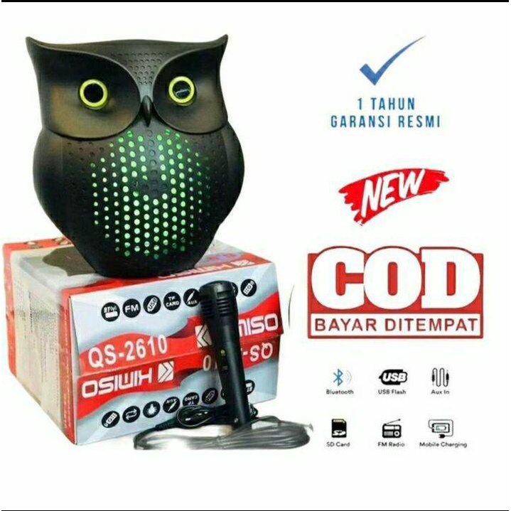 KIMISO QS 2610 - Speaker Bluetooth Karaoke Portable + Free Mic Ukuran 6'5