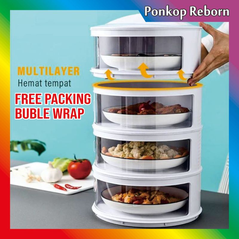 Tudung Saji 4 Susun Tempat Penyimpanan Makanan Serbaguna Rak Makanan Susun Wadah Makanan
