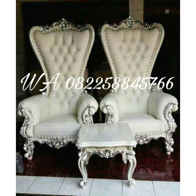 Meja Kursi Tamu Teras, Sofa Jati Kursi Princes Raja Ratu Warna Putih
