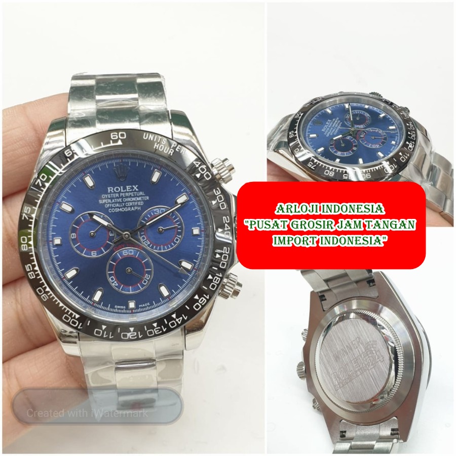 Big Sale Jam Tangan Pria ROLEX Daytona 44mm Silver Dial Blue Garansi 1th