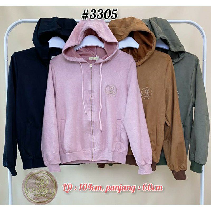 jaket chanel bomber suede bordir ori Import