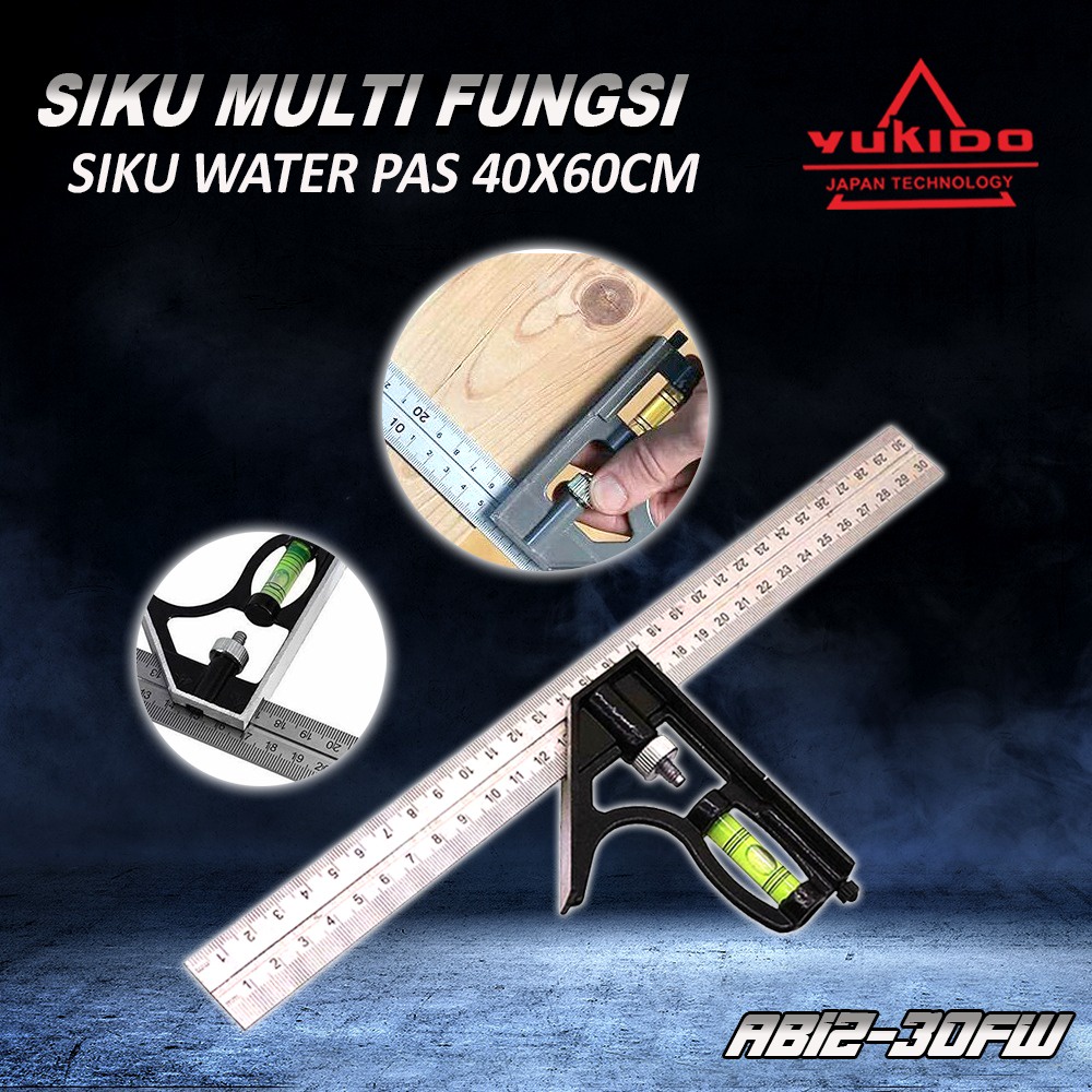 NEW PROMO !!! TERMURAH Penggaris tukang Siku L Waterpass Kombinasi multifungsi YUKIDO Square Ruler Sudut Presisi Ukur Geser Serbaguna