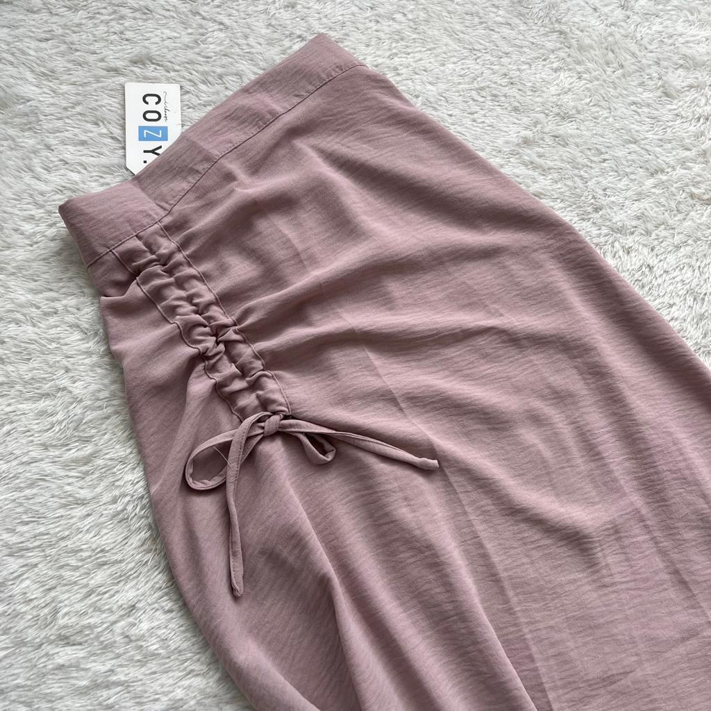 Tamara Skirt - Rok Serut Casual Flowy - Midi Maxi Ruched Skirt - Rok Wanita Korean Look-Dusty Lilac