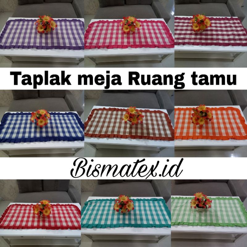 Taplak meja Ruang tamu/Tutup meja/Taplak meja ruang tamu kain tenun motif kotak kotak /Taplak meja t