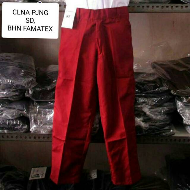 CLNA PANJNG SD MERAH  BHN FAMTEX KLS 1-6