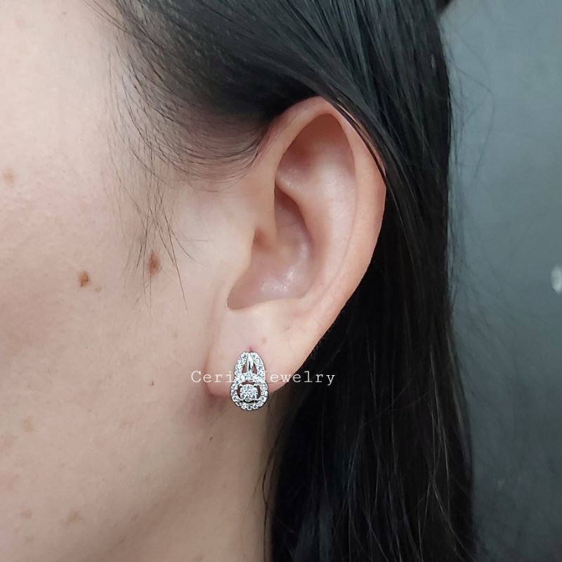 Anting Perak Asli Silver Wanita 925 Lapis Emas Model Jepit- Perhiasan Perak Wanita