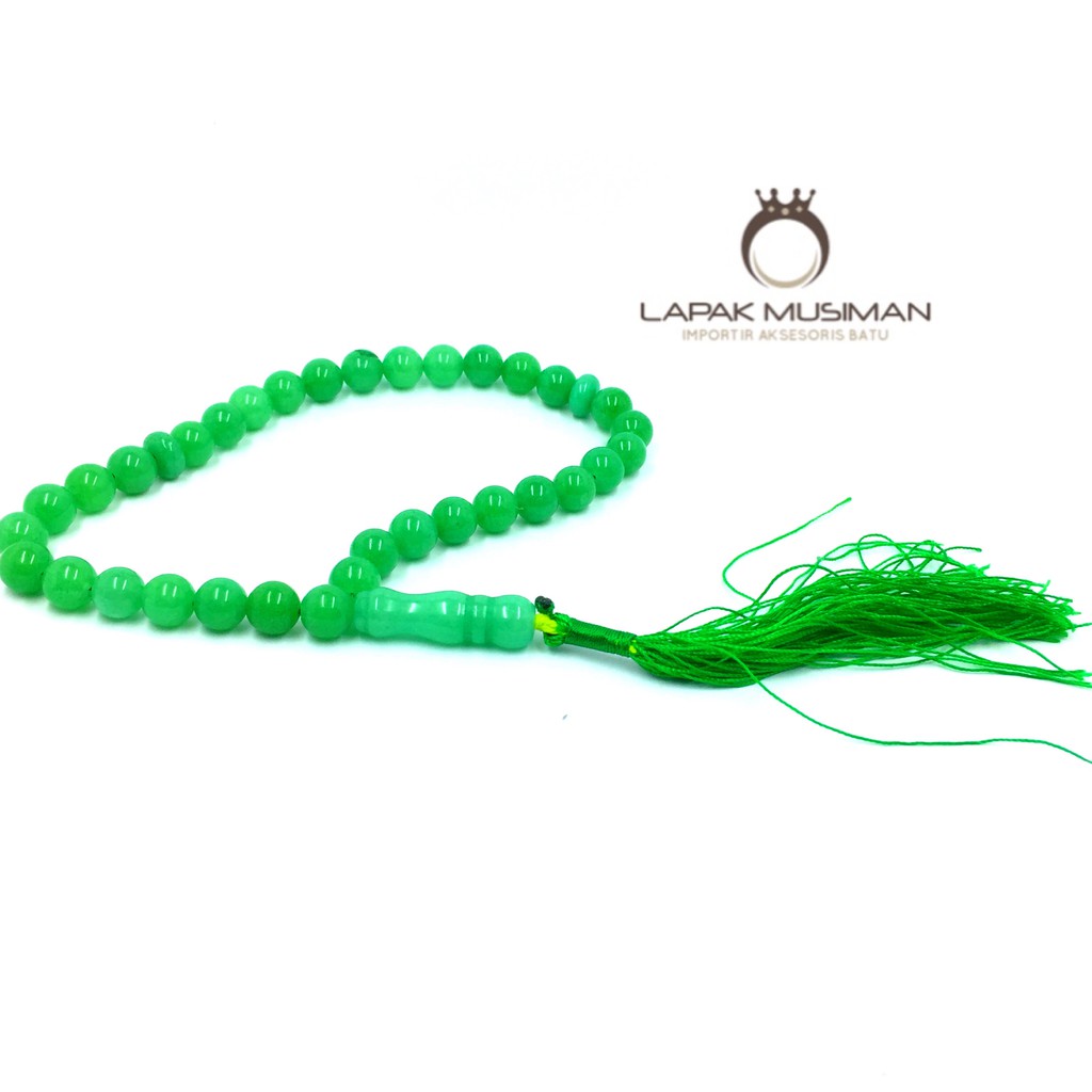 [Bayar di Tempat] Tasbih Batu Giok Hijau Asli Natural 33 Butir 8MM