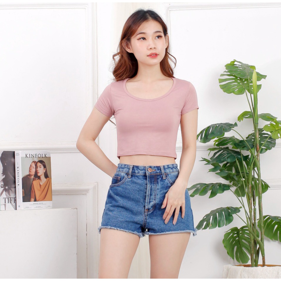 CAVALU Korean Crop Top Sexy Kaos Baju Atasan Wanita 083