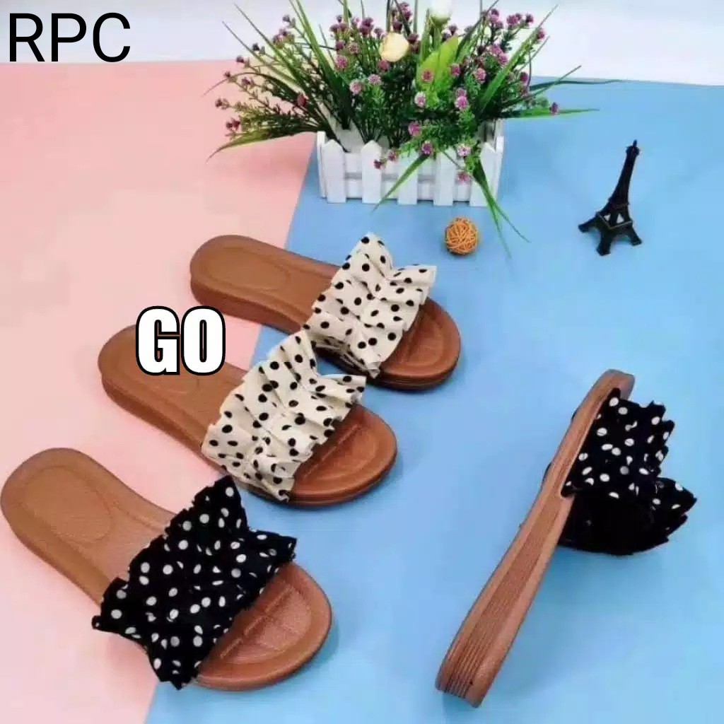 gof PUFFY Import TIKAR RAJUT Sandal Wanita Murah Slip Casual Teplek Sandal Cewek Flat