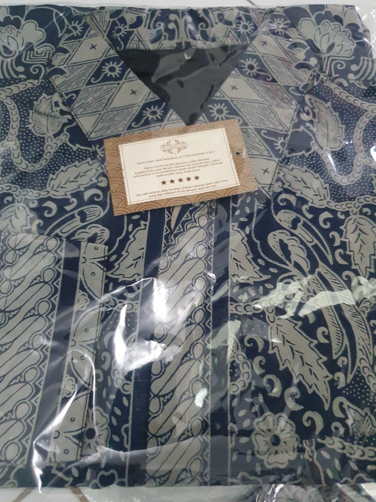 Bantara Navy Kemeja Batik Pria Full Furing Bahan Katun Primisima