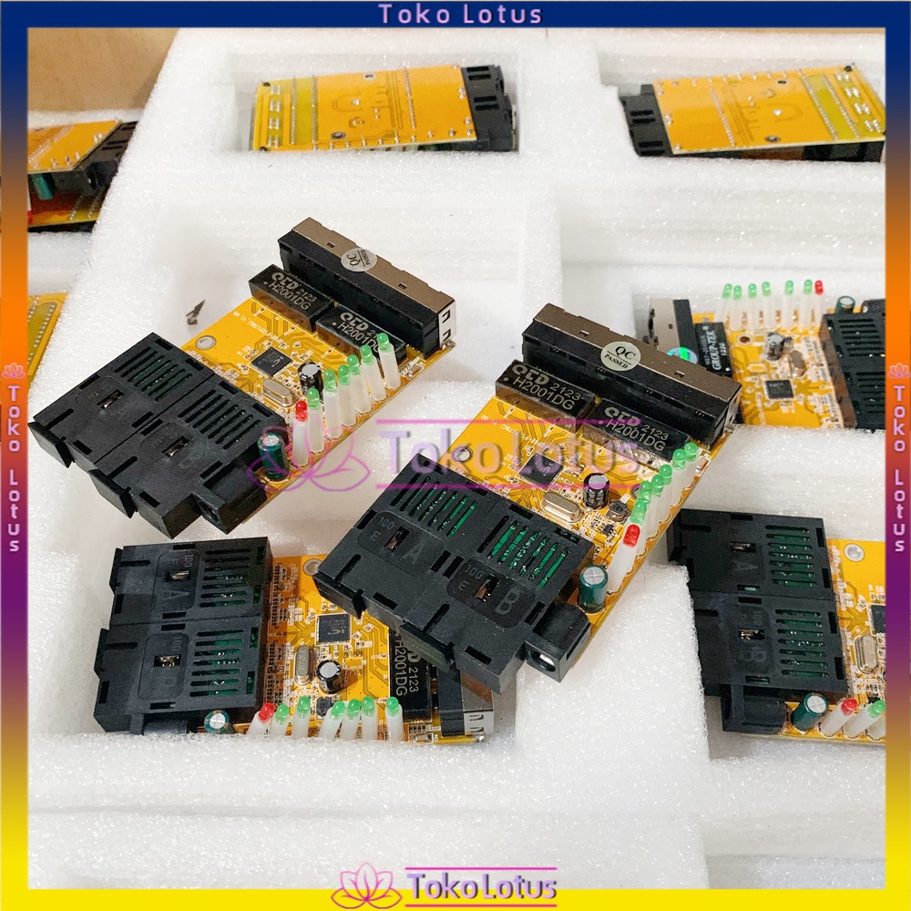 [TERBARU] [BISA COD] PCB Saja atau dengan Adaptor 2F4E Yellow Media Converter 2 Port FO - 4 Port LAN Tanpa BOX