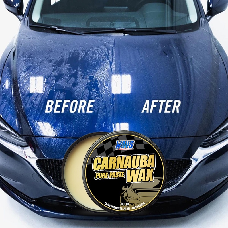 WAYS Carnauba Wax Poles Pengkilap Body Mobil Motor Super Glossy Pure Paste Coating - FREE Sponge