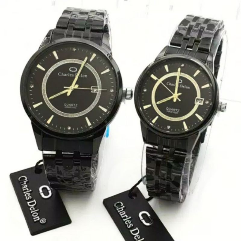 JAM TANGAN COUPLE CHARLES DELON RANTAI WATER RESISTANT