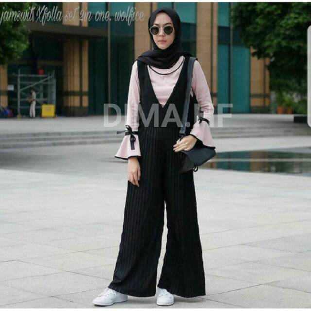 Fiolla set inner dan jumper kulot celana panjang/busana modis muslim/baju hijabers murah/hijab keren