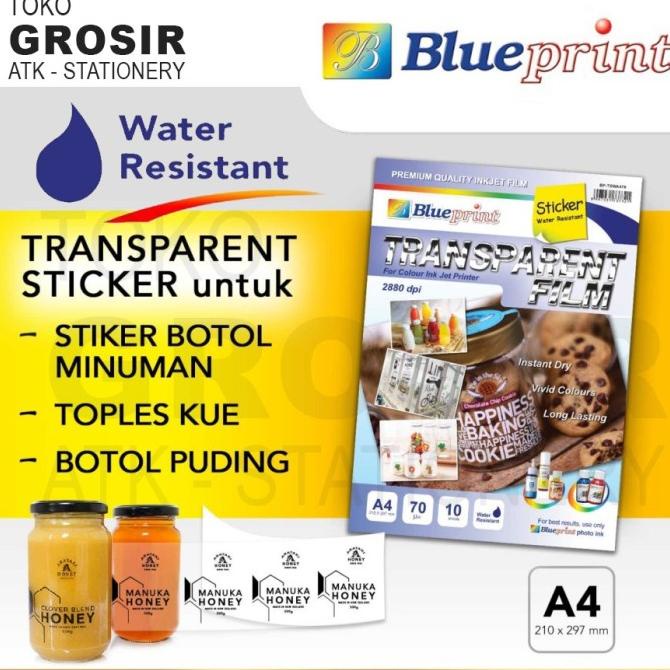 

(BISA COD) Stiker Transparan TAHAN AIR BLUEPRINT Bahan Transparant sticker A4 TERLENGKAP Kode 599