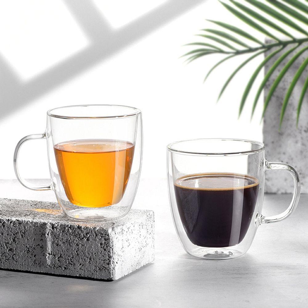 Lanfy Insulated Glass Cup Untuk Minuman Panas Insulated Clear Cappuccino Latte Untuk Jus Susu Dapur Perlengkapan Minum Espresso Gelas Cangkir Teh