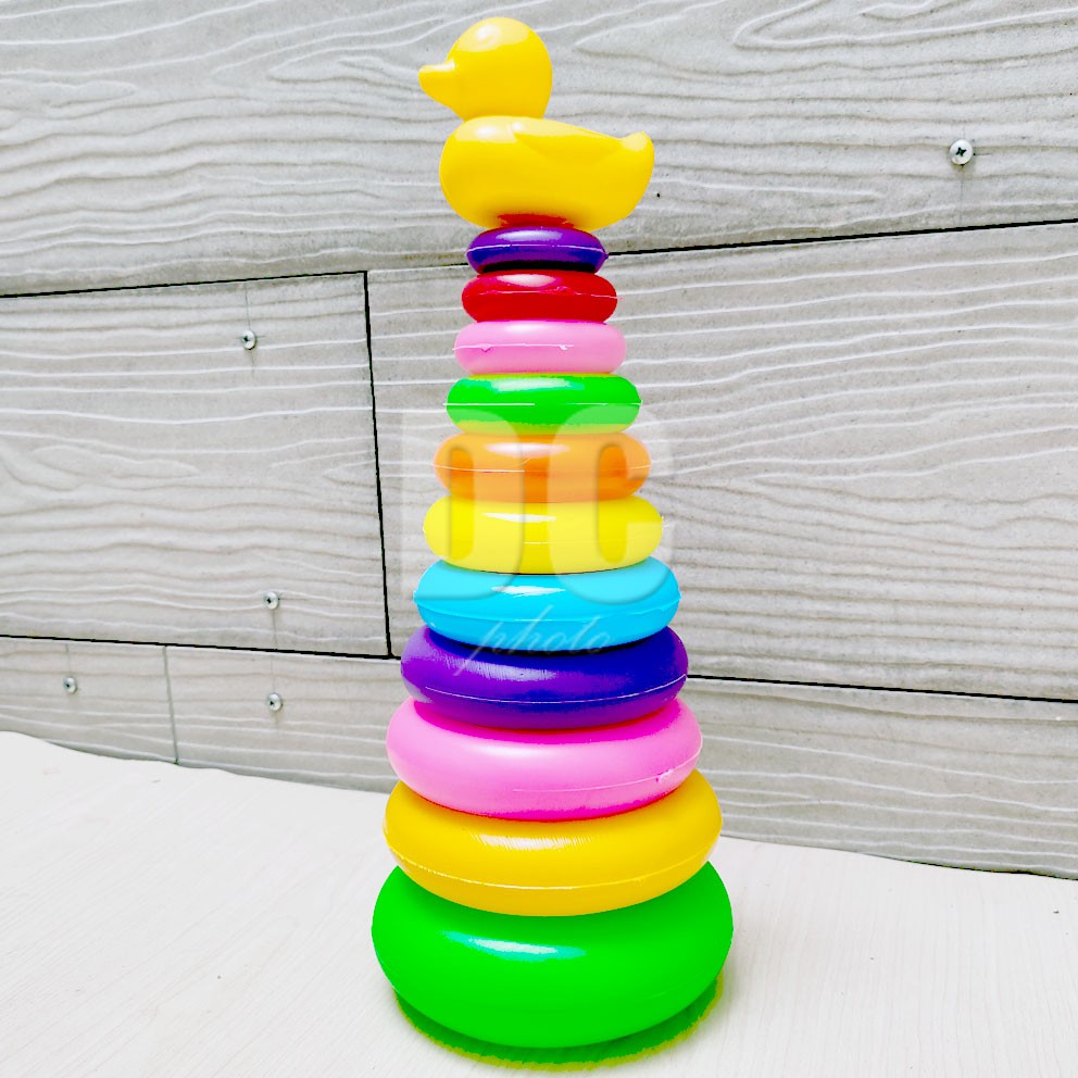 Donat Susun Bebek 10 Ring Mainan Edukasi Puzzle Susun Rainbow