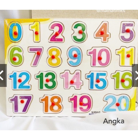 Mainan edukasi anak puzzle kayu knop