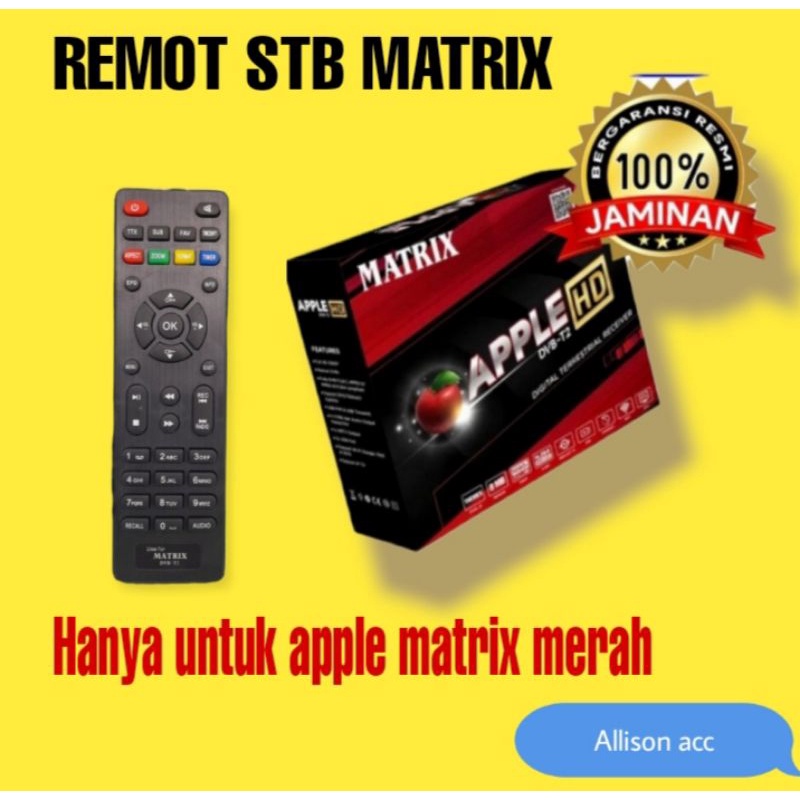REMOT MATRIX REMOT REMOTE SET TOP BOX MATRIX APPLE MATRIX REMOT UNIVERSAL STB MATRIX APPLE MERAH SIL