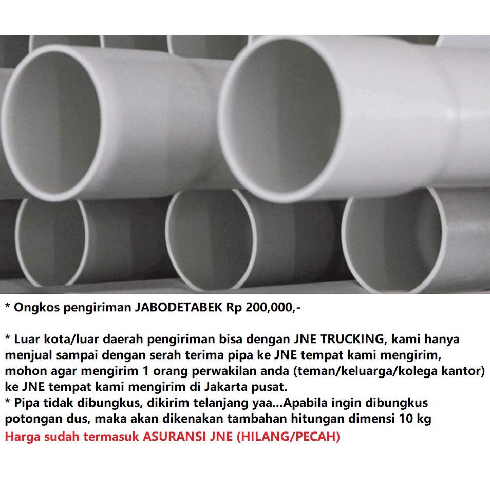 Pipa PVC langgeng 16&quot; 16 in inch 4m AW D Putih abu dengan / tanpa MOF panjang 4m 4 meter