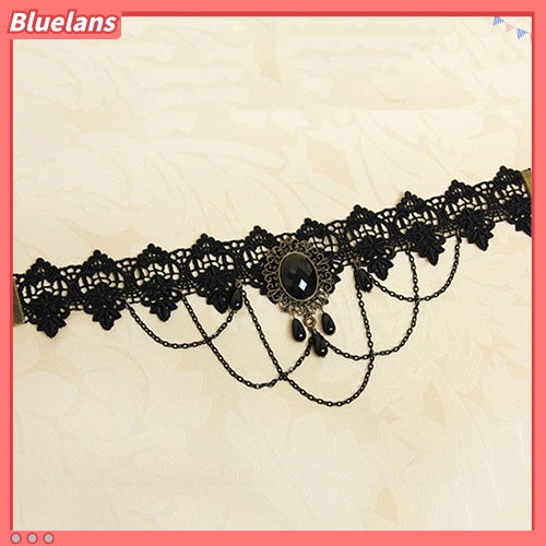 Bluelans Women Retro Gothic Black Chokers Lace Hollow Chain Collar Fashion Necklace