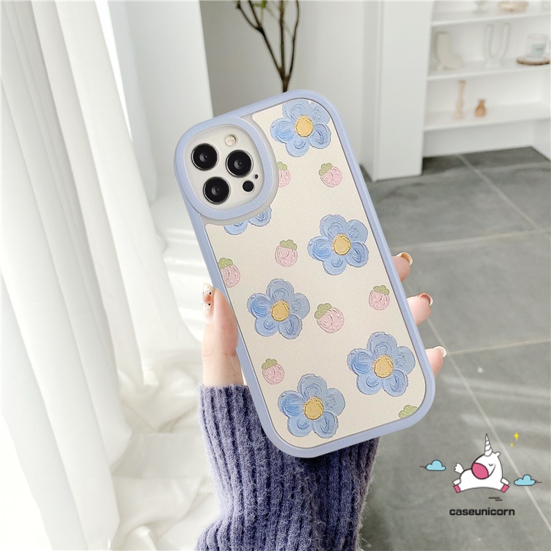 Soft Case Pelindung Lensa Bahan Tpu Motif Lukisan Bunga Untuk iPhone 11 13 12 Pro Max 7 8 Plus XR X XS Max 6 6s Plus SE 2020