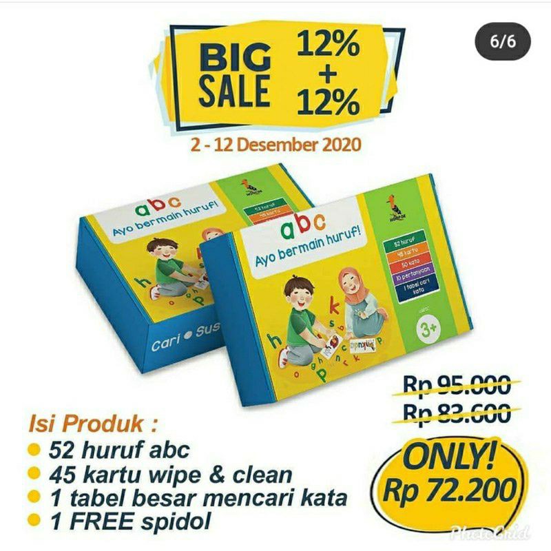 ABC Ayo Bermain Huruf / Mainan Edukasi Balita Usia 3 Tahun Plus / Media Belajar Menulis Membaca / Be