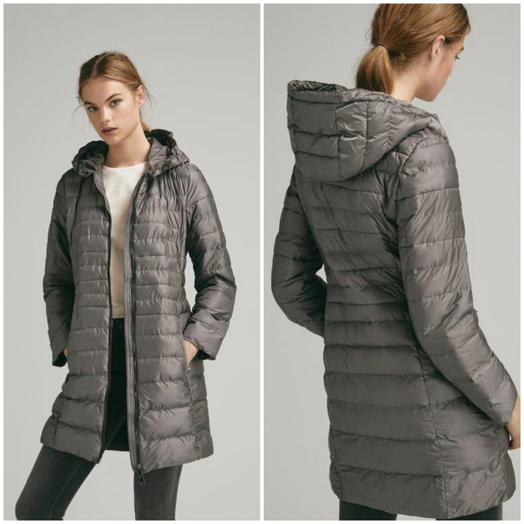 Jaket Massimo Dutti Long Quilted Jacket Wanita Original