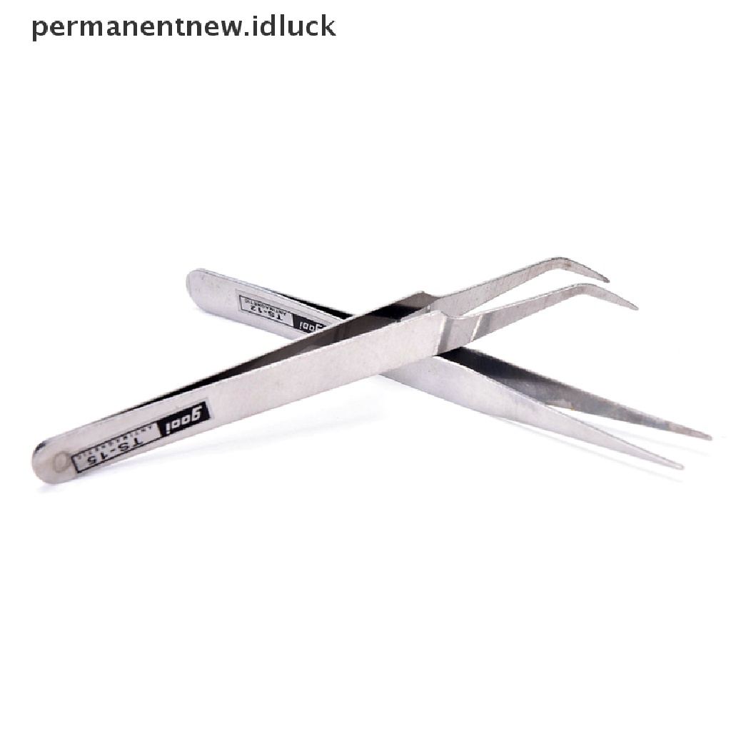 2 Pcs Pinset Pick Bulu Mata Bahan Stainless Steel Untuk Nail Art