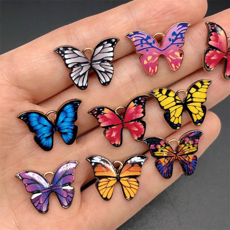 4pcs Liontin Bentuk Hewan Butterfly Bahan Alloy Untuk Membuat Perhiasan Anting