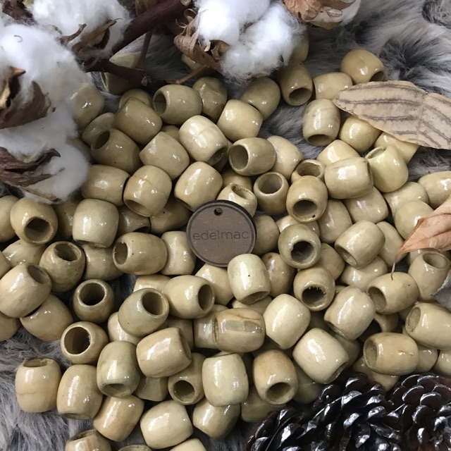 Wooden Beads | Mote / Manik Kayu Lonjong Cet Natural