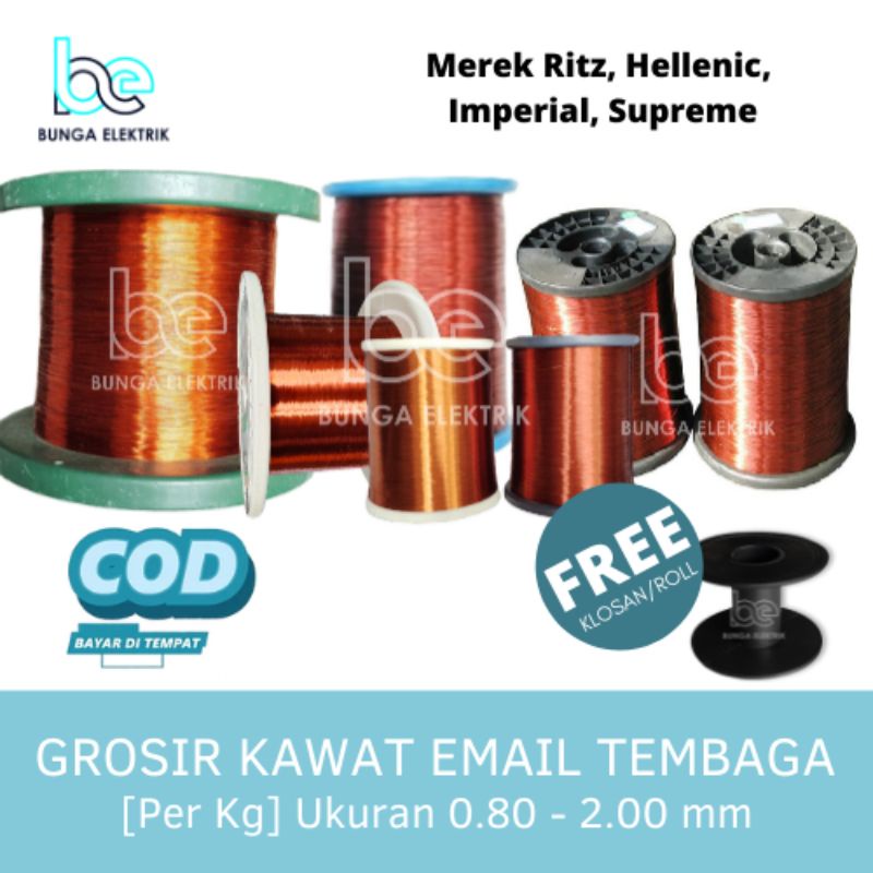 [KG] KAWAT TEMBAGA EMAIL 0.80 - 2.00 MM ENAMEL WIRE COOPER KAWAT GULUNG DINAMO KAWAT HELLENIC, SUPREME PEW EIW EIWAI, RITZ, IMPERIAL