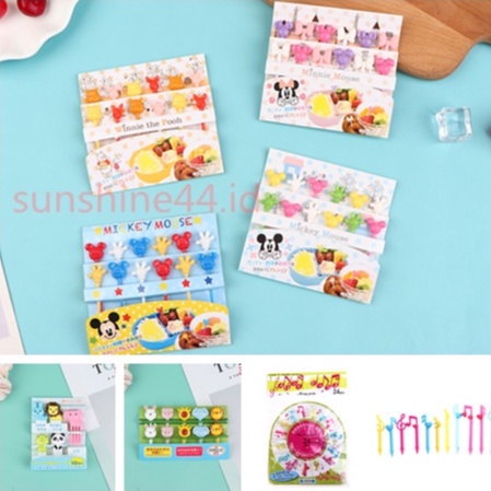 Sunshine 12Pcs Garpu Buah Desain Kartun Lucu Untuk Anak Kecil