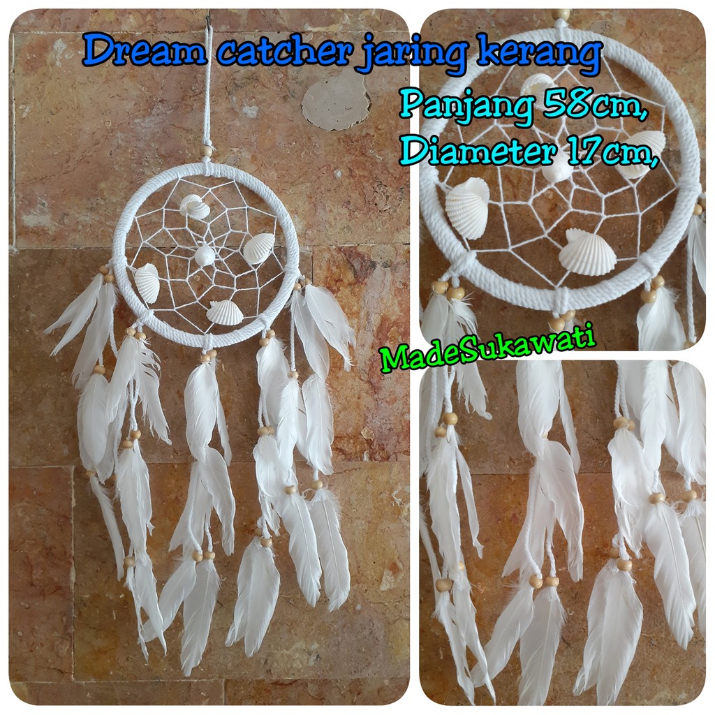 Dream catcher jaring kerang diameter 17cm panjang 58cm