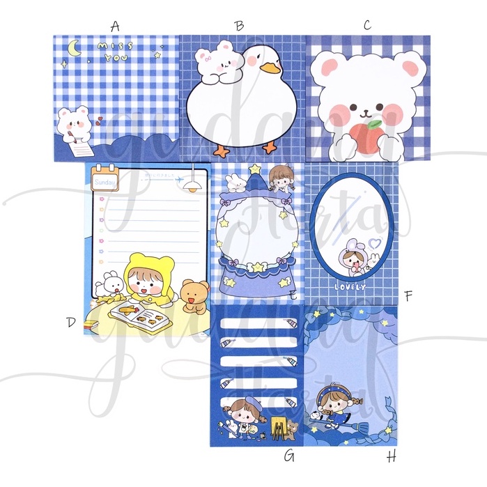 Sticky Notes Blue Bear Notes Motif Beruang Series Blue GH 301074