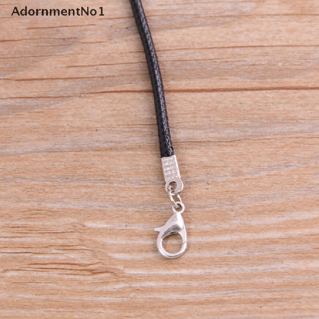 (AdornmentNo1) 10pcs Tali Kulit Adjustable 1.5mm Warna Hitam Untuk Membuat Kalung / Gelang DIY