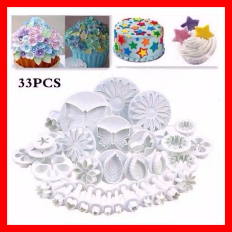 Cetakan bunga fondant set 33pcs / cetakan fondant bunga / cetakan kue kering cake mould dekor kue ul